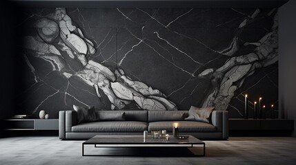 Sleek black epoxy wall texture with subtle grey veins, for a modern and sophisticated look. - obrazy, fototapety, plakaty