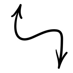 simple black arrow in vector. pointer icon in doodle style. graphics for application sites for layout and printing of texts and images