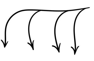 simple black arrow in vector. pointer icon in doodle style. graphics for application sites for layout and printing of texts and images