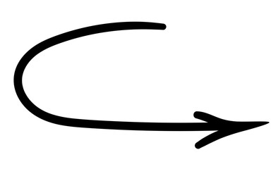 simple black arrow in vector. pointer icon in doodle style. graphics for application sites for layout and printing of texts and images