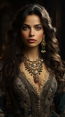 Portrait of a very beautiful woman of oriental appearance in traditional clothes. Feminine perfection. High fashion concept. Photo for decoration, posters 