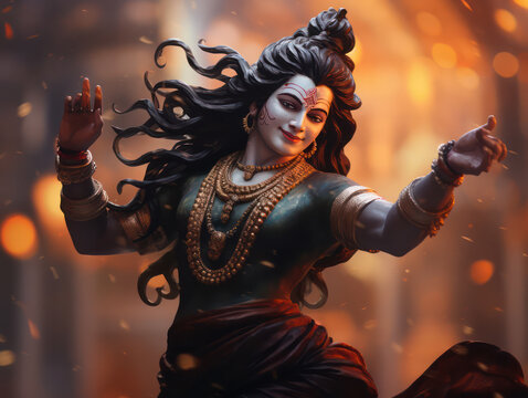 Lord Shiva Statue Painting Artwork, Generative AI