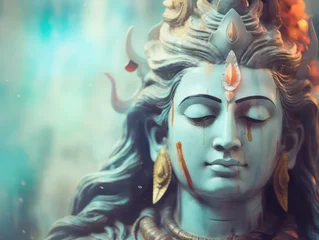 Tuinposter Lord Shiva Statue Painting Artwork, Generative AI © Vig