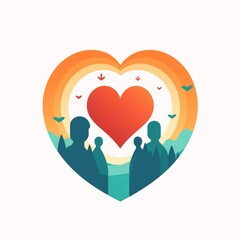 Charity logo hands supporting heart picture Ai generated art