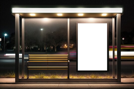Bushaltestellen Werbung als Mockup bei Nacht.