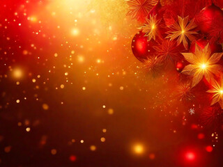 Red and golden Christmas background, copy space available