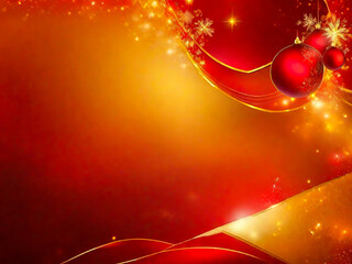 Red and golden Christmas background, copy space available