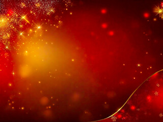 Red and golden Christmas background, copy space available