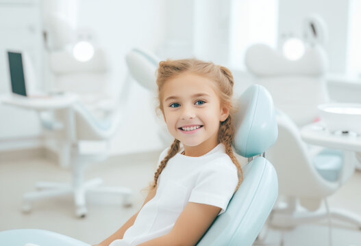 little girl at a Children's dentistry for healthy teeth and beautiful smile 