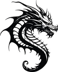 Dragon tribal tattoo, vector illustration, Dragon symbol.