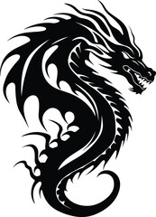 Obraz premium Dragon tribal tattoo, vector illustration, Dragon symbol.