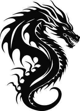 Dragon tribal tattoo, vector illustration, Dragon symbol.
