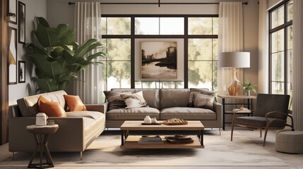 Warm Eclecticism: Well-Lit Living with Wooden Accents and Greenery