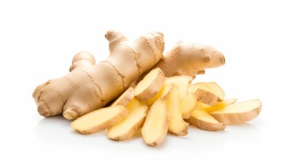 Fresh ginger root isolated on white background