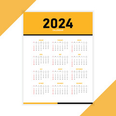 yellow and black 2024 calendar for company and business