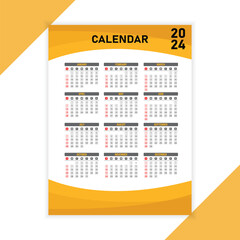 yellow and black 2024 calendar for company and business