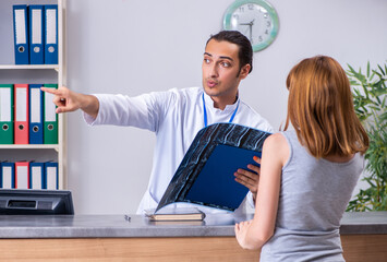 Young patient at the reception in the hospital