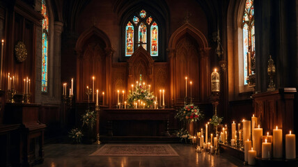 Fototapeta na wymiar Candlelit Serenity: Reflections of Faith
