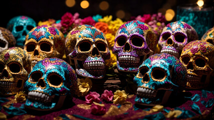 Vibrant Sugar Skull Array