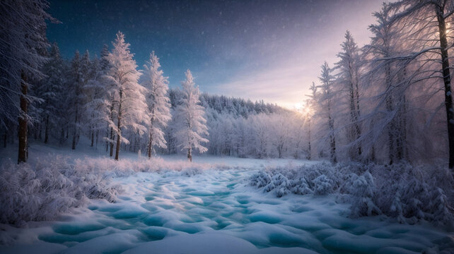 Mystical Morning in the Winter Woods