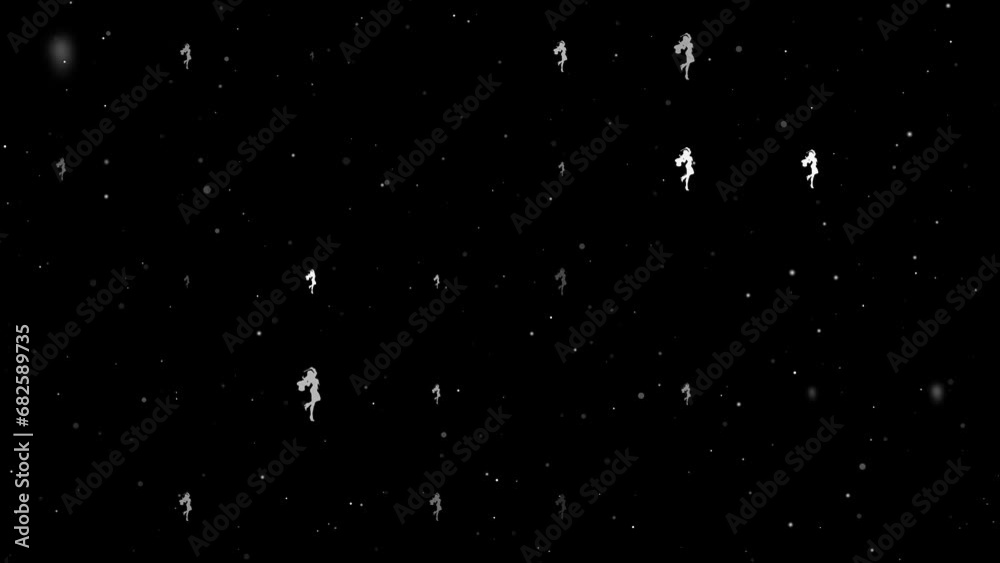 Poster template animation of evenly spaced enchantress symbols of different sizes and opacity. animation of
