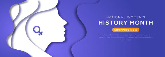 National Women’s History Month March Paper cut style Vector Design Illustration for Background, Poster, Banner, Advertising, Greeting Card - obrazy, fototapety, plakaty