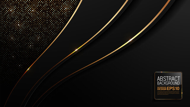 Elegant Curve Black and Gold Background, Dynamic Shimmering Light in Metallic Luxury Abstract Image for Website Templates and Flyers Sophisticated Branding