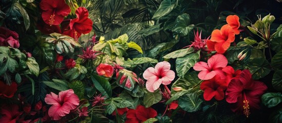 In the vibrant garden, among the lush green leaves and colorful flowers, nature showcased its beauty through the captivating display of red floral blooms, evoking a sense of love and appreciation for