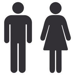 Vector man and woman restroom sign isolated on white background. - obrazy, fototapety, plakaty