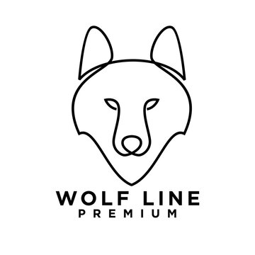 wolf line logo icon design illustration