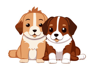 Two cute puppies. Vector illustration