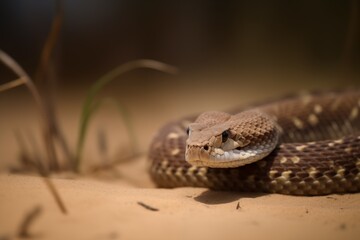 Rattlesnake, with beautiful evening light. Wildlife scene from nature. Animal in the habitat.