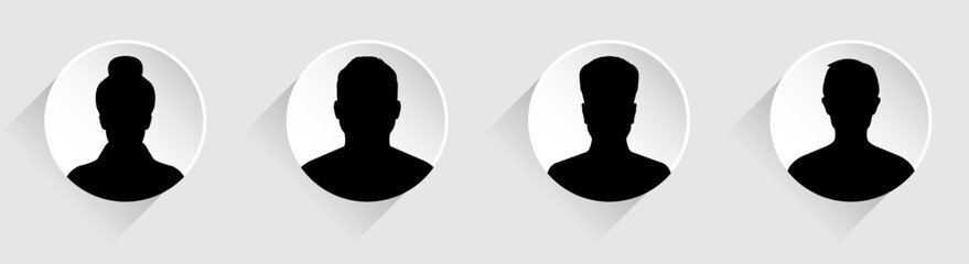 Iconic and modern default anonymous user portrait vector illustration flat vector designs set