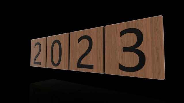 Flipping of 2023 to 2024 on wooden cube for preparation happy new year 