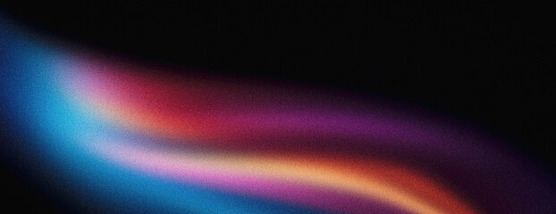 Vibrant dynamic wave on black background grainy color flow banner design abstract poster cover header copy space
