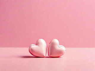 Pink hearts on a pink background, copy space. Created using generative AI tools