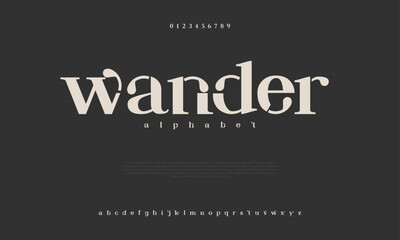 Wander creative modern urban alphabet font. Digital abstract moslem, futuristic, fashion, sport, minimal technology typography. Simple numeric vector illustration
