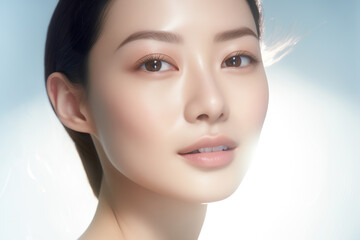Portrait of beauty asian woman with perfect healthy glow skin facial