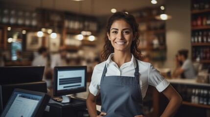 Service with a Smile. Young and Attractive Saleswoman and Cashier Assisting Happy Customers
