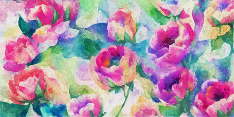 Abstract beautiful oil painting floral illustration