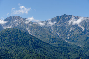 Fototapeta na wymiar 白馬岩岳マウンテンリゾートのゴンドラから見える絶景