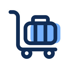 luggage cart filled line icon