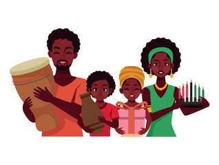 kwanzaa family with candles