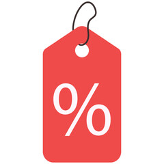 Red price tag flat icon isolated on white background.