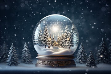 Fototapeta na wymiar Christmas Snow globe with the falling snow, illustration 3d