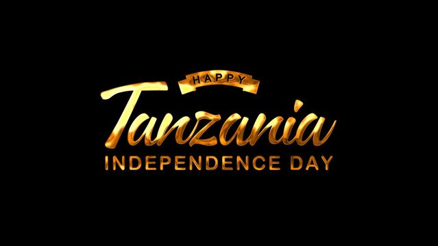 Happy Tanzania Independence Day Text Animation on Gold Color. Great for Tanzania Independence Day Celebrations, for banner, social media feed wallpaper stories