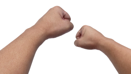 Man punching, hand fist body part, cut out isolated
