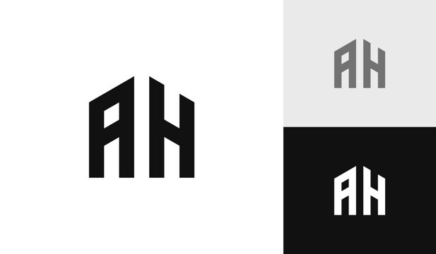 Letter AH with house shape logo design