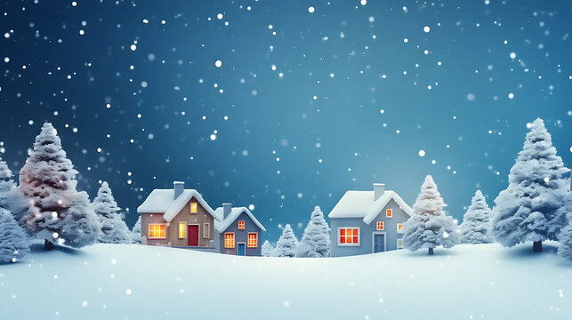 chrismas festive celebrate greeting backgroun of joyful house with snow flake and pine tree xmas theme decoration joyful and happiness ambient moment template design