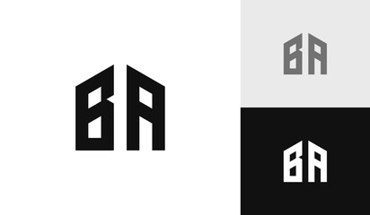 Letter BA with house shape logo design